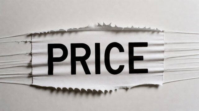 Concept of Price Inflation Shown by Torn and Stretched Paper Tag