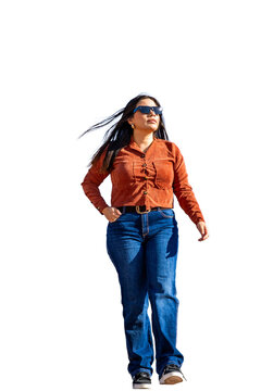 Young woman walking with confidence, symbolizing student life and future aspirations. PNG