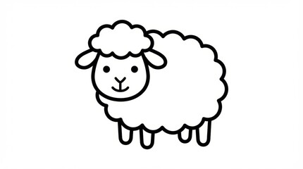 Obraz premium Adorable white sheep stands with a friendly expression on a clean white background. This charming animal has fluffy wool and a simple, sweet appearance, perfect for a cheerful theme.