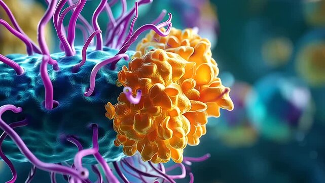 Macro 3D render close up of a single bacterium in extraordinary vivid scientific illustration style vibrant colors and intricate structural details highlighting the unique shape