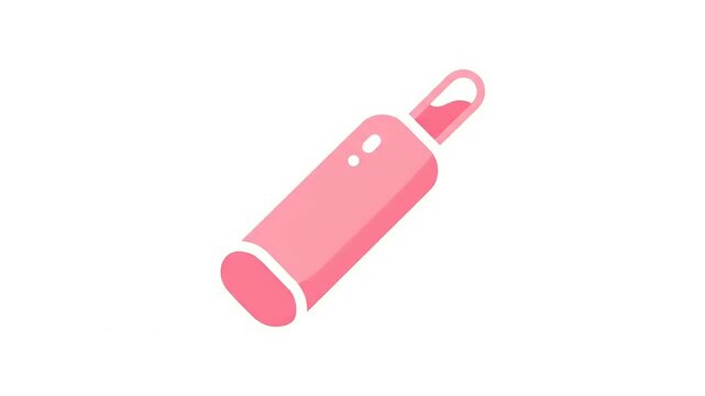 A pink cosmetic rollerball bottle with a white cap, isolated on a white background, representing a beauty or skincare product