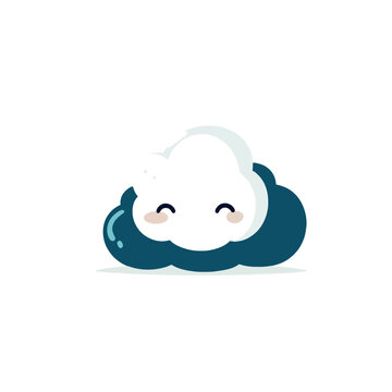 Cute cartoon cloud character smiling happily, adorable weather icon with blush cheeks, simple and cheerful illustration for childrens themes, weather apps, and educational content Concept of joy, posi