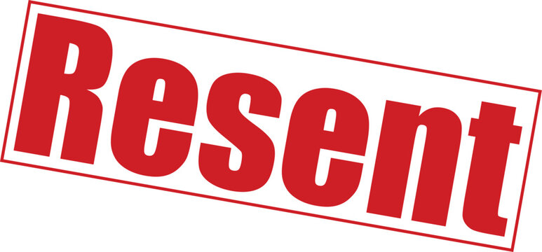 Red resent stamp on with bold font and rectangular border