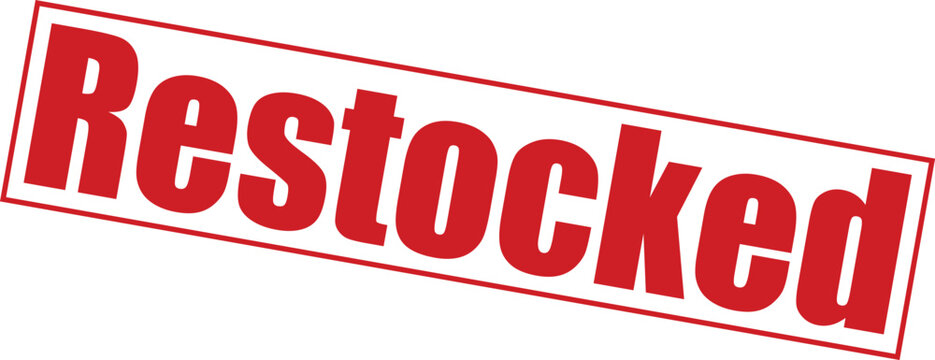 Restocked stamp with red text