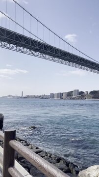 Kanmon Bridge Over the Blue Strait Water