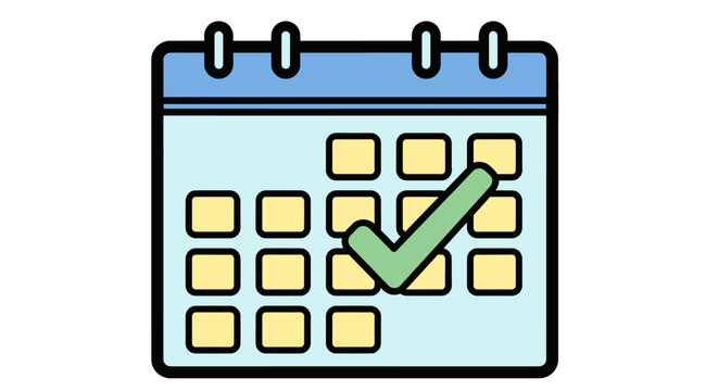 Simple calendar icon with checkmark.