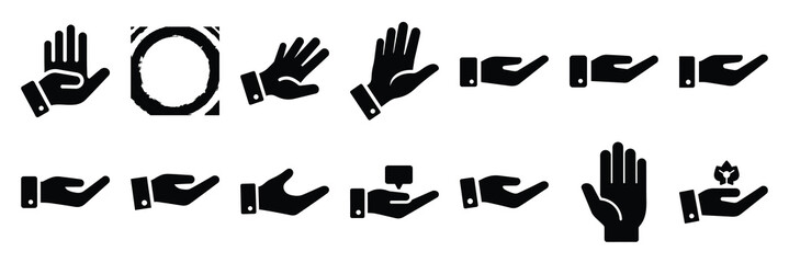 Obraz premium hand silhouette vector icon set collection and isolated on transparent background.