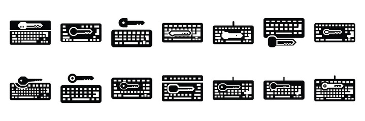 Fototapeta premium keyboard silhouette vector icon set collection and isolated on transparent background.