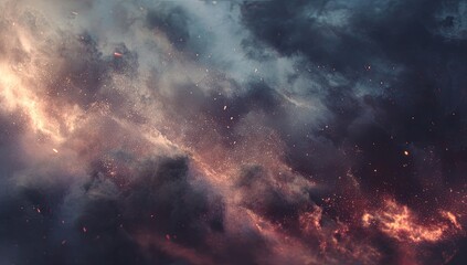 Fototapeta premium Vibrant Cosmic Nebula with Glowing Stars and Gas Clouds.