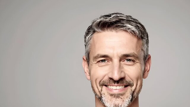 超写実的ミニマル構成のメンズアンチエイジングスキンケア男性のハーフボディクローズアップ