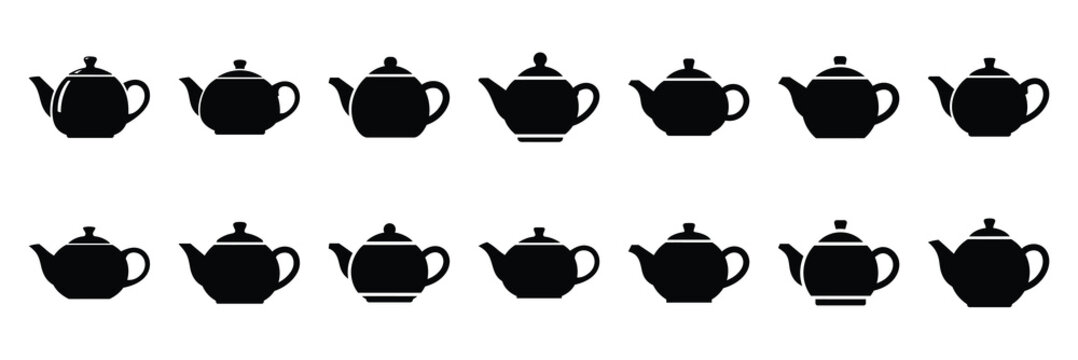 teapot silhouette vector icon set collection and isolated on transparent background.