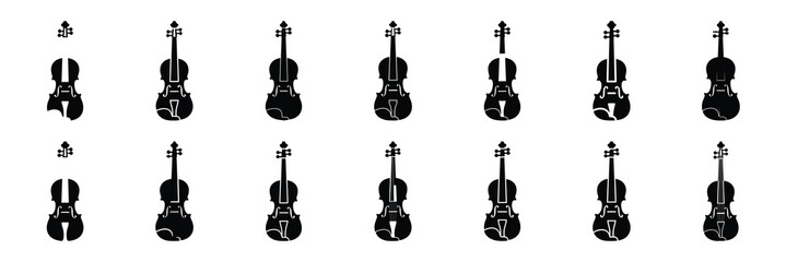 violin silhouette vector icon set collection and isolated on transparent background. © Bemol