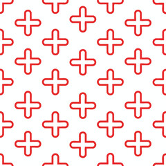 Obraz premium A repeating pattern of red crosses with rounded ends on a white background