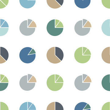 Pattern of pastel-colored pie chart segments on a white background