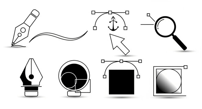 Graphic Design Tools Icons Set.