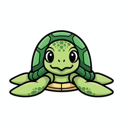 Obraz premium Cute cartoon turtle with big eyes and smiling expression, ready for adventure