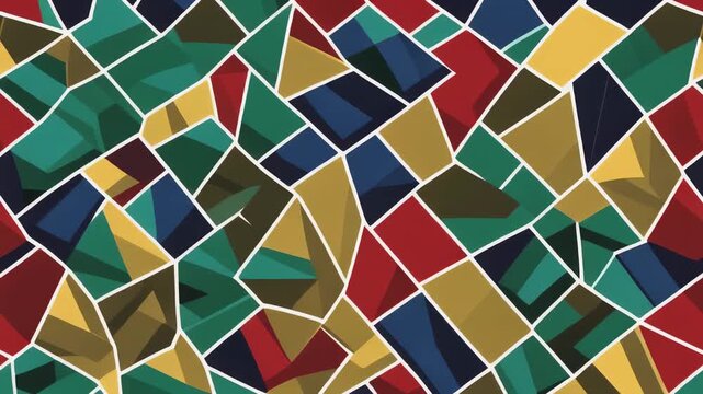 Vibrant abstract mosaic pattern with tessellating colorful geometric shapes