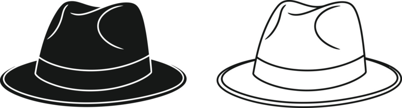 Fedora Hat Icon Set Vector Illustration Vector