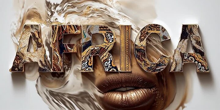 Stylized Africa text with ethnic patterns forming artistic decorative cultural design element