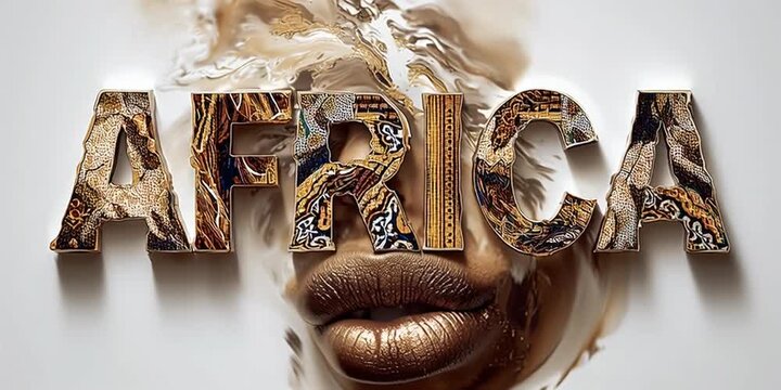 Stylized Africa text with ethnic patterns forming artistic decorative cultural design element