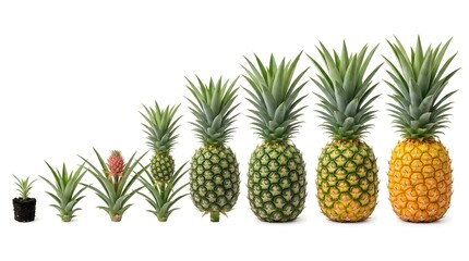 Stages of Pineapple Growth: From seedling to ripe fruit