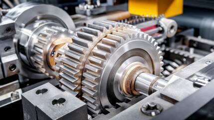 Fototapeta premium Close-Up of Mechanical Gear in Action Within Industrial Setting