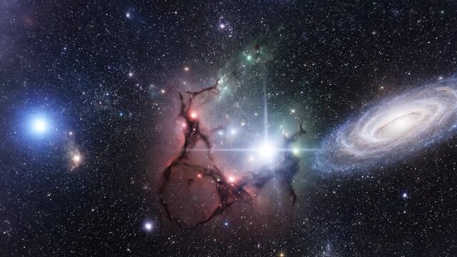 Vibrant Cosmic Nebula and Galaxy