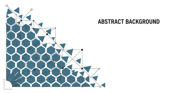 Abstract geometric pattern with interconnected hexagons and triangles.