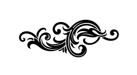 Fototapeta premium Black White Ornate Flourish Swirl, Decorative Design Element, Vector Art