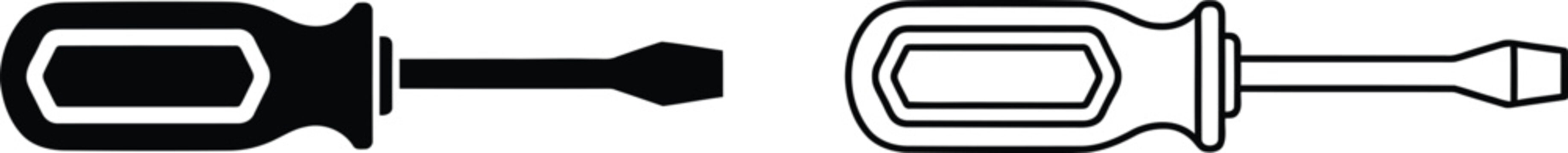 Flathead Screwdriver Icon Set Vector