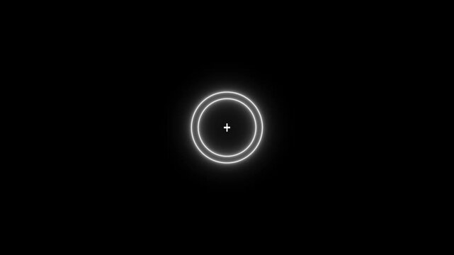 Glowing white neon target icon animation. Military training , Military target icon animation. 4k video