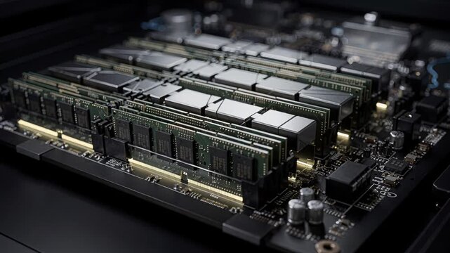 Industrialstyle scene featuring computer hardware and memory modules