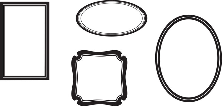 Collection of four distinct black outlined shapes on a white background