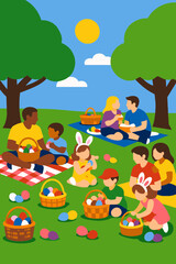 Obraz premium Easter Monday Picnic with Family and Friends in the Park