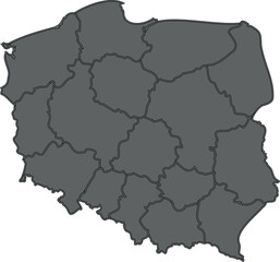 Obraz premium Grey divided Map of Poland