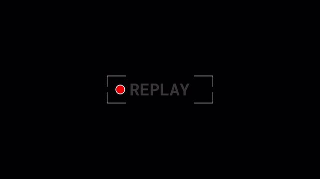 Replay Sign Icon Animation with Red Recording Button and Modern Text on Transparent Alpha Channel Background transparent background alpha channel