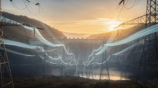 Hydropower structures symbolize sustainable and reliable electricity supply