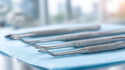 Gleaming Surgical Steel Dental Instruments for Oral Examination and Cleaning Procedures