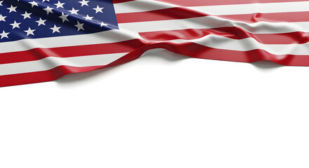 Fototapeta premium Waving american flag on white background symbolizing freedom and patriotism
