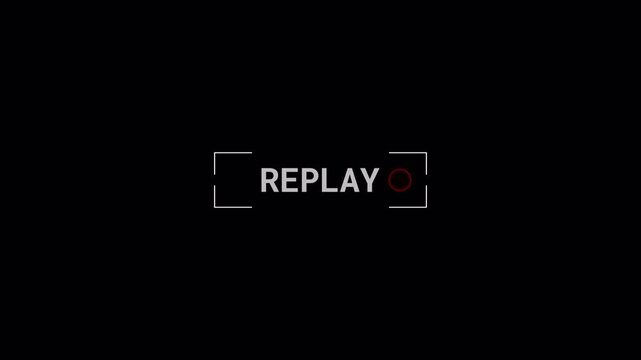 Simple Replay Text Animation with Red Recording Dot and Brackets for Video Content, 4K Alpha Channel transparent background alpha channel