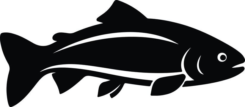 Silhouette simple generic fish outline side view aquatic animal vector design