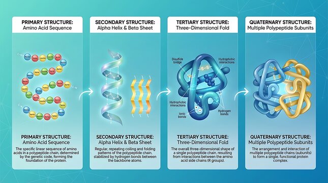 Protein Structure Levels Explained Primary Secondary Tertiary Quaternary
