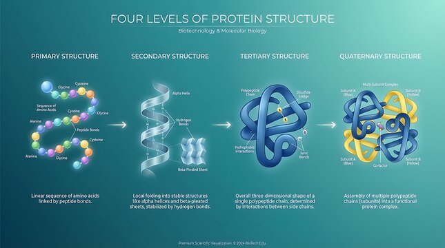 Four Levels of Protein Structure Explained Biotechnology Molecular Biology