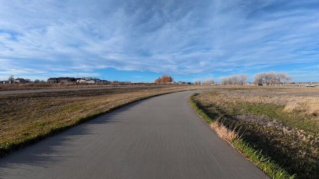 Immersive POV from recumbent trike ride on bike trails in Boyd Lake State Park, Colorado