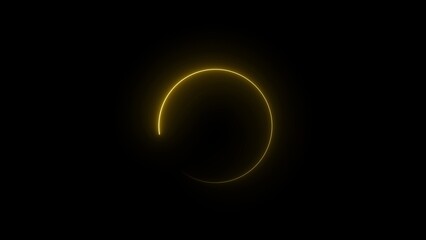Golden ring with gap on black background yellow glow circular shape © Sadik Stock