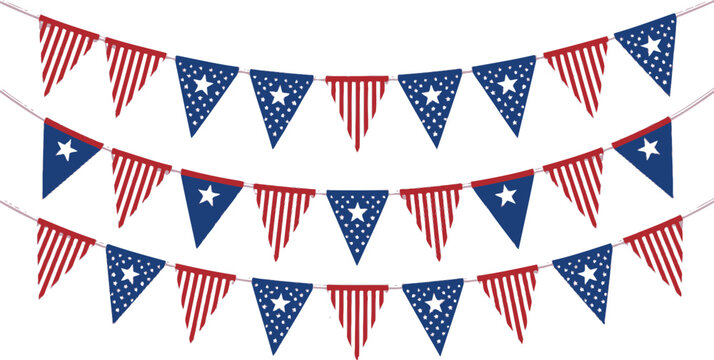 Patriotic bunting flags for american celebrations