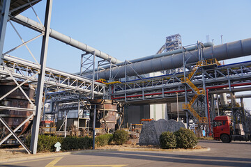 Fototapeta premium Pipeline, steel pipeline in modern industrial plants, pipeline system