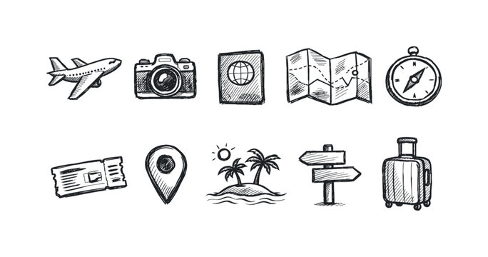 Travel Icons Doodle Collection
