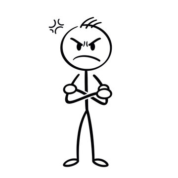 Angry Cartoon Character with Crossed Arms.