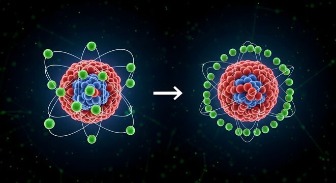 Atomic structure transformation and nuclear fusion process.